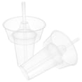 thumbnail image 2 of Juego de 2 vasos reutilizables de plástico para bebidas y snacks con pajitas. Vaso térmico con tapa para patatas fritas. Fácil de usar con una sola mano., 2 of 8