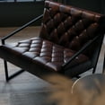 thumbnail image 5 of Merrick Lane Bomber Jacket Faux Leather Modern Lounge Chair With Tufted Seating and Black Metal Frame, 5 of 15