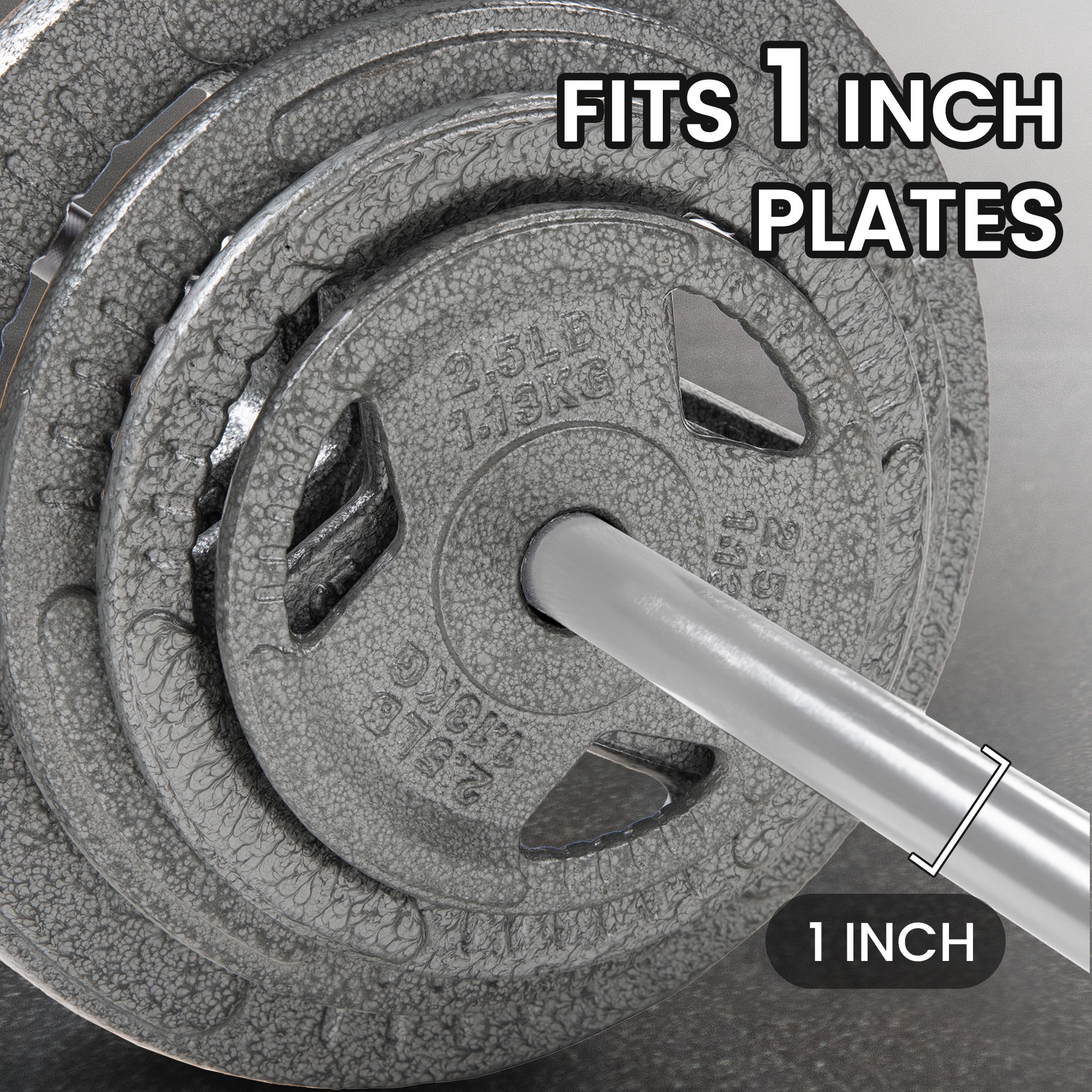 BalanceFrom Standard Weightlifting Barbell，Chrome Plated Solid Steel Bar, 5FT/6FT/7FT, 300LB Capacity，with Knurled Grip , for Powerlifting, Strength Training，Home Gym Workouts，Multiple Size