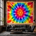 thumbnail image 6 of Rainbow Starburst Tie-Dye Against Radiant Colors Energetic Psychedelic for Art Lovers Psychedelic Home Decor Housewarming Gift Tapestry Wall Hanging for Living Room and Bedroom, 6 of 7