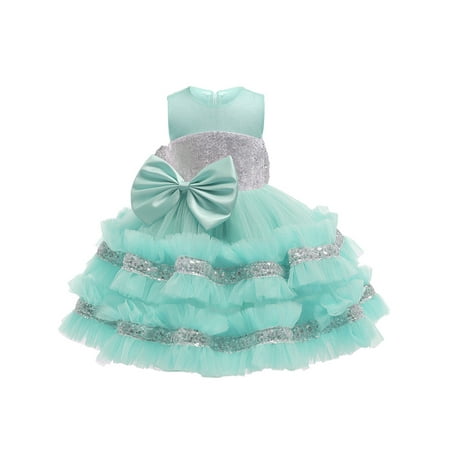 

Toddler Baby Girls Dress Christmas Sequins Bowknot Party Christening Formal Princess Tulle Tutu Dress