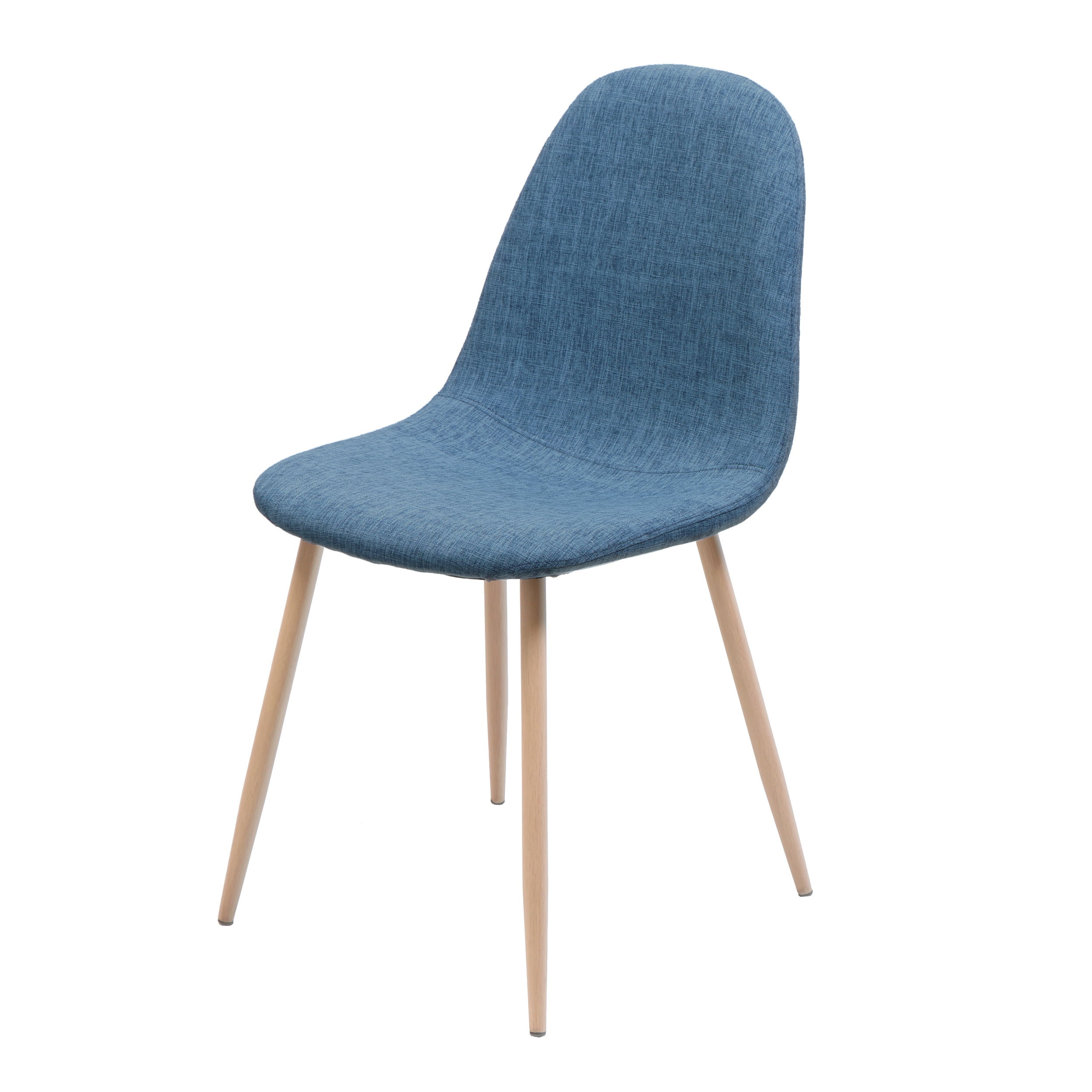 Noble House Samir Mid Century Fabric Dining Chairs, Set of 2, Muted Blue, Light Walnut