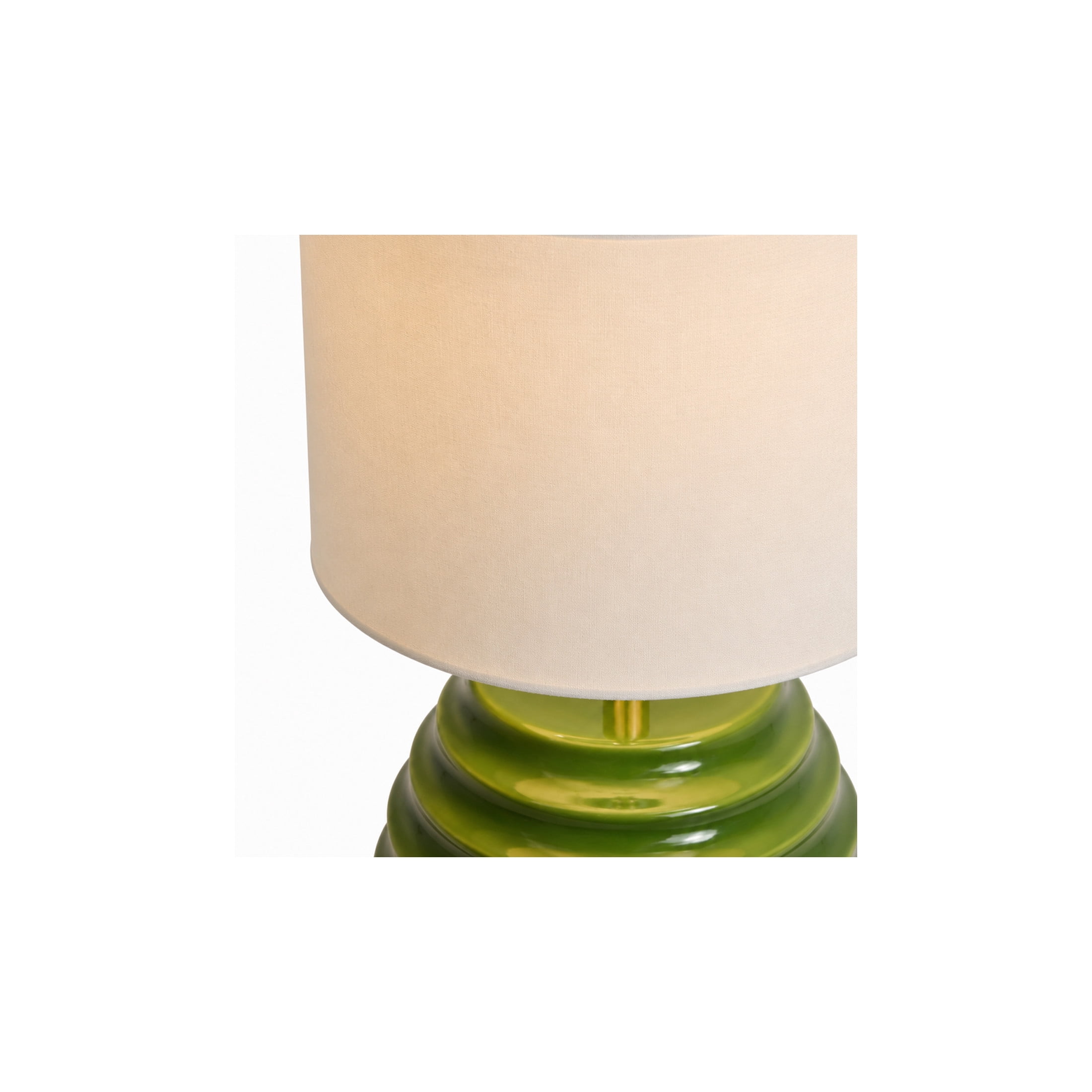 DecMode 24" Handmade Ribbed Green Table Lamp with White Linen Shade