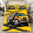 thumbnail image 2 of Feelyou Tractor Machinery Truck Twin Sheet Sets, Yellow Construction Vehicle Twin Fitted Sheet, Teens Boys Girls Flat Sheet, Ultra Soft Home Decor, 3pcs, 2 of 7