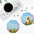 thumbnail image 4 of Pofeuu Happy Easter Print Coasters for Drinks, 4Pack PU Leather Coasters, Bar Drink Coasters for Tabletop Protection, Furniture from Damage-Octagon, 4 of 6