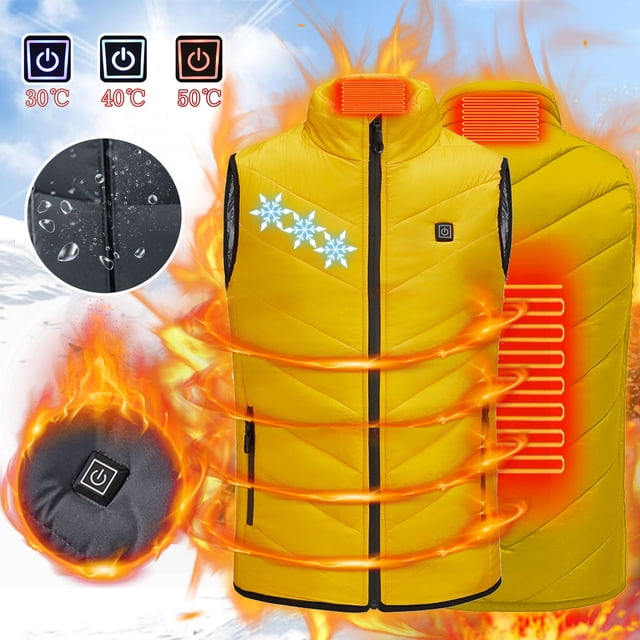 zanvin Heated Vest for Boy & Girl,USB Intelligent Constant Temperature Heated Windproof Plus Size Coat For Children Winter 2 Heated Jacket Coat,Yellow,8-9 Years