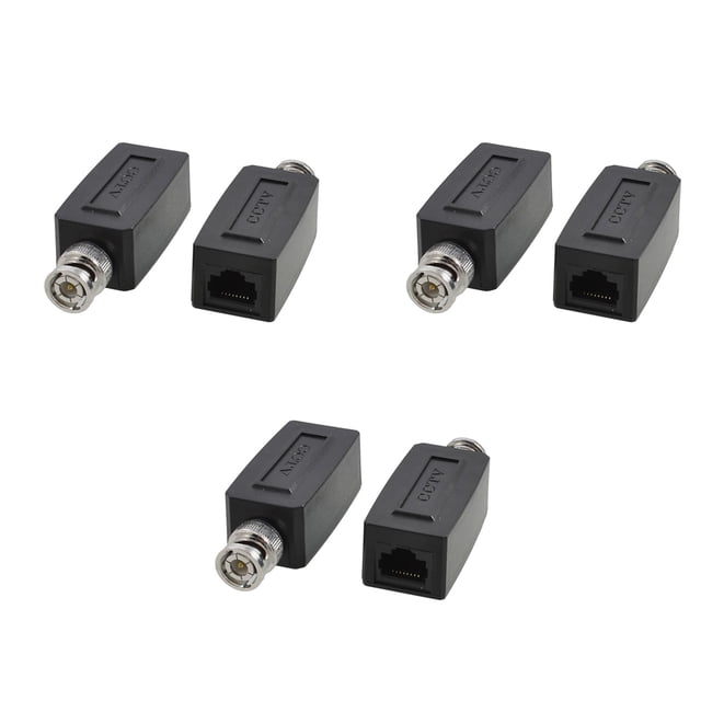 3X CCTV Caméra Coax BNC RJ45 UTP Cat5 Active Vidéo Balun Transceiver Paire