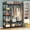 black, variant on Tribesigns Freestanding Wooden Closet Clothes Rack, Heavy Duty Grament Rack with Shelves for Bedrom,Wardrobe Closet Organizer, 350 lb Capacity, Rustic Brown