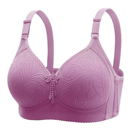 Deal of the Day: Bras for Women Full Coverage  Sujetadores para mujer cobertura total  Woman s Solid Color Lace Ventilate Comfort Large Size Bra Without Steel Rim SOPATENOR Purple 44/100
