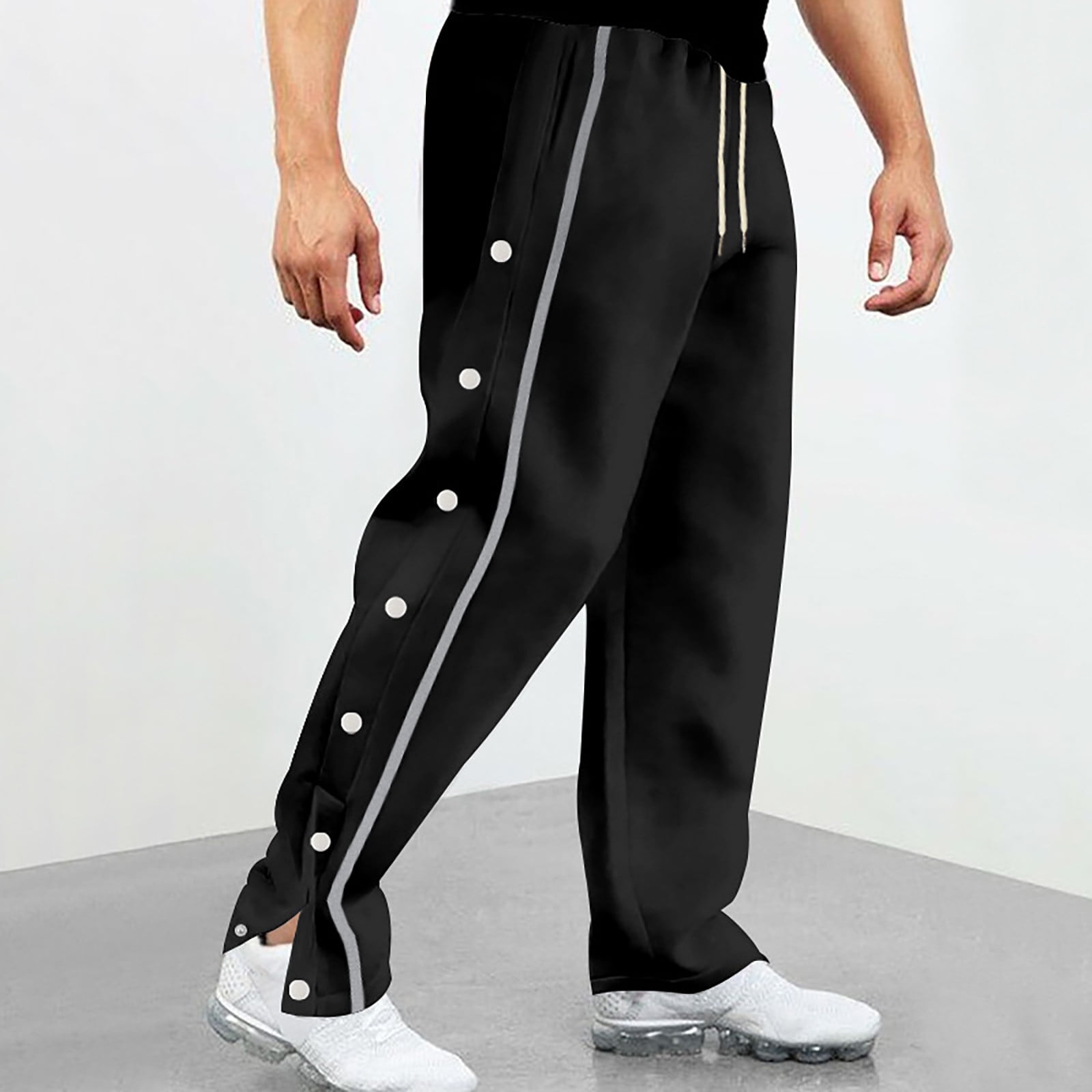 snap button track pants mens