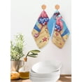thumbnail image 3 of 4th of July Flamingo Kitchen Dish Towels for Drying Dishes Set of 2, Coastal Beach Waves Mountains Sky Blue Waffle Weave Microfiber Hand Tea Bathroom Towels Quick Dry & Absorbent Towel 12x12, 3 of 5