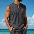 thumbnail image 2 of Satingcolo Sleeveless Henley Tank Tops for Men Notch V Neck Chest Pocket Casual Shirts Summer Outdoor Camping Gym Athletic Shirt, 2 of 6
