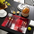 thumbnail image 3 of Red Abstract Placemats Set of 4, Modern Mottled Art Oil Painting Placemats for Dining Table, Place Mats for Kitchen Tabletop, Waterproof Wipeable Dining Table Mats Set, 3 of 9
