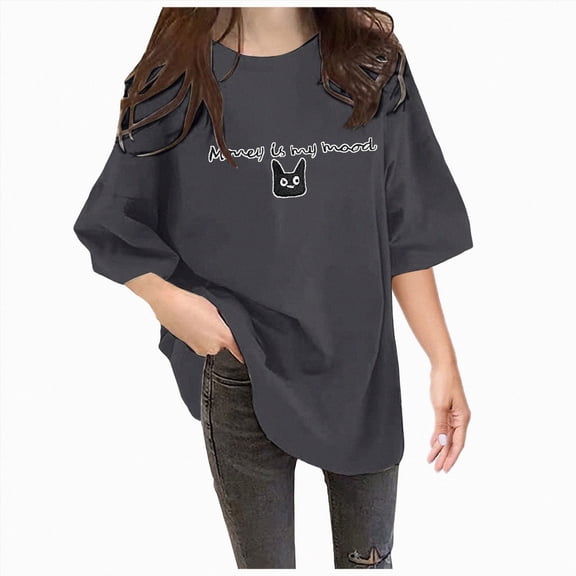 Women Short Sleeved Shirt Ladies Wear Knit T-Shirt Loose Large Short Sleeved Casual Tees