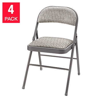 Steel Case Crew Chair - Meco Upholstered Commercial Grade Tubular Steel Frame Folding Chair, 4-pack