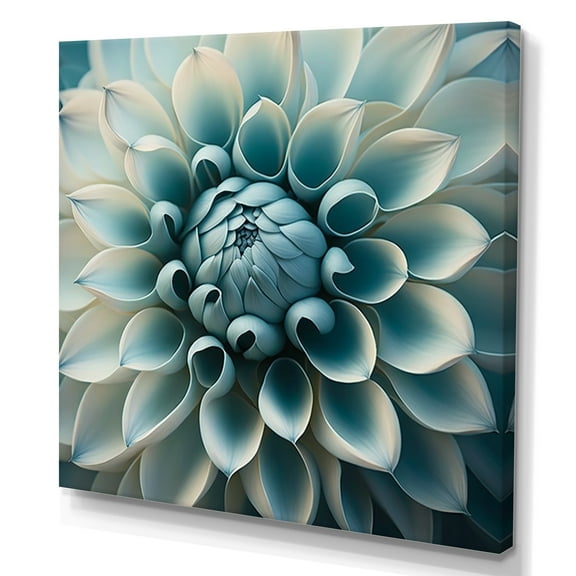 Designart Blue,White Dahlia Flowers I Canvas Wall Art