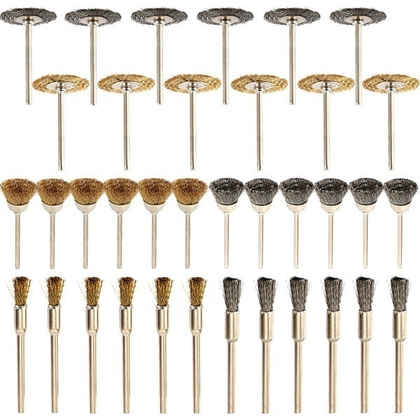 36pcs Wire Steel Brass Brushes Set Polishing Brush Wheels For Dremel Rotary Tool 