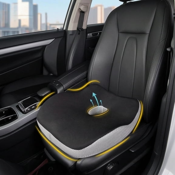 Car Seat Cushion,Memory Foam Seat Pad for Car Seat Office Chair Wheelchair,Home Use,Hip, Tailbone, Coccyx, Long Sitting,Black