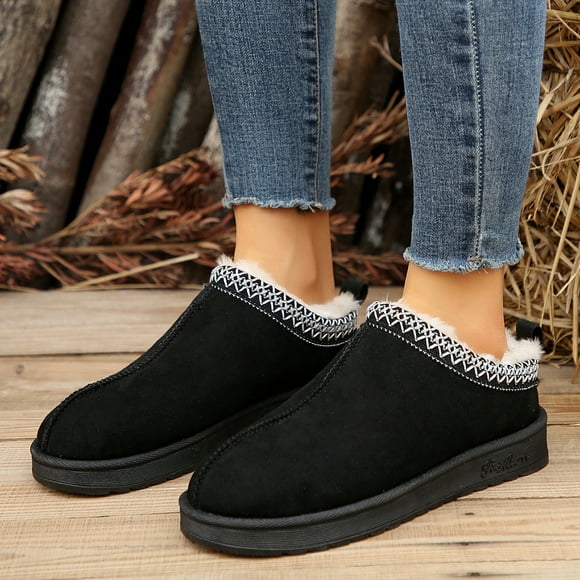 Women's Slippers Platform Mini Boots Short Ankle Boot Fur Fleece Lined Sneakers House Slippers Anti-Slip Boot for Outdoor Shoes for Women Girls