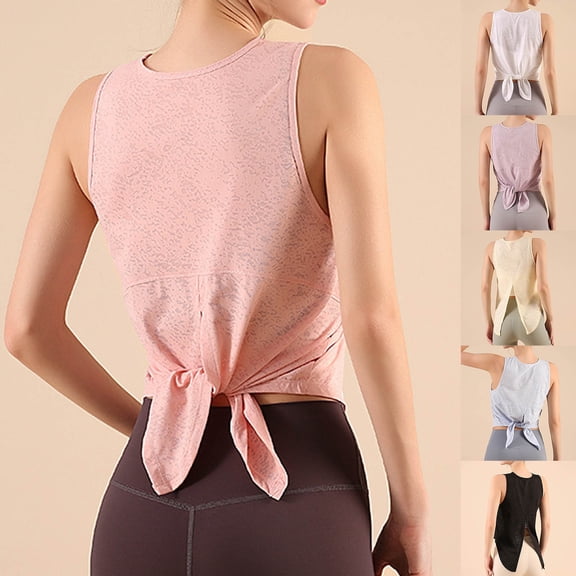 CAIXIA Exercise Tops for Women Sleeveless Tank Tops for Women Open Back Camisole Tennis Yoga Athletic Running Shirts Lightweight Racerback Breathable Tee,Yellow