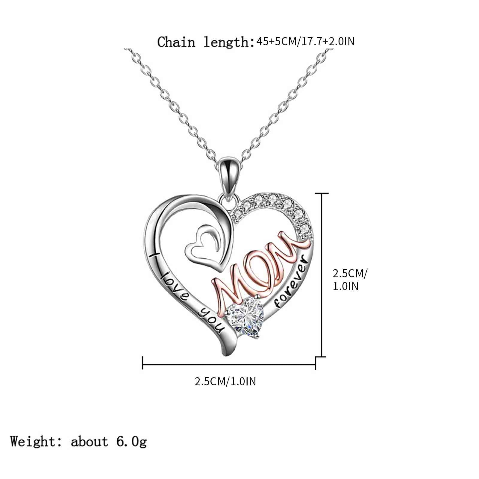 ZZkhGO Mother's Love Heart Necklace, Two-tone Inlaid Pendant
