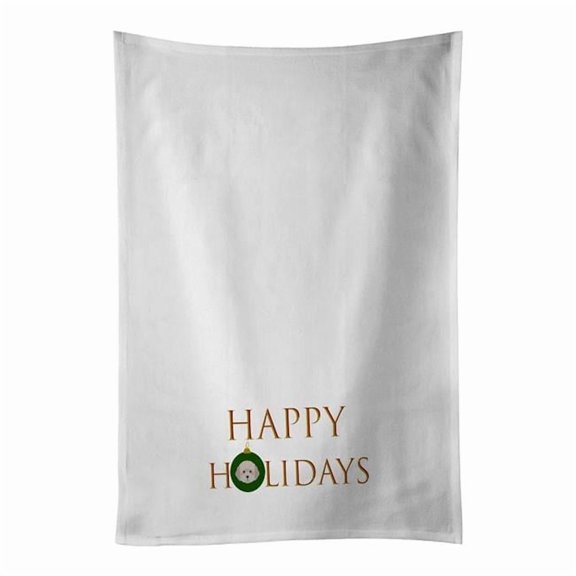 Carolines Treasures CK9559WTKT 28 x 19 in. Unisex Cyprus Poodle-Dog Face Happy Holidays Christmas White Dish Towels Kitchen Towel - Set of 2