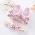 thumbnail image 4 of Infant Newborn Baby Girl Princess Non-Slip Bowknot Shoes Baby Shoes with Lace Headband Set, 4 of 6