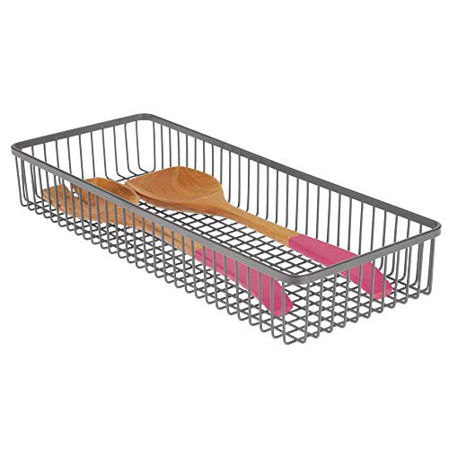 Mdesign Metal Farmhouse Kitchen Cabinet Drawer Organizer Tray Storage Basket For Cutlery Serving Spoons Cooking Utensils Gadgets Graphite Walmart Com Walmart Com