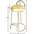 thumbnail image 5 of Meridian Furniture Ring Soft Yellow Velvet Counter Stool in Brushed Gold Finish, 5 of 5