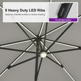 thumbnail image 5 of PURPLE LEAF 10 Feet Patio Umbrella with Base Outdoor Cantilever Solar Powered LED Swivel Square Umbrella Aluminum Offset Umbrella with 360-degree Rotation for Garden Deck Pool Patio, White, 5 of 9