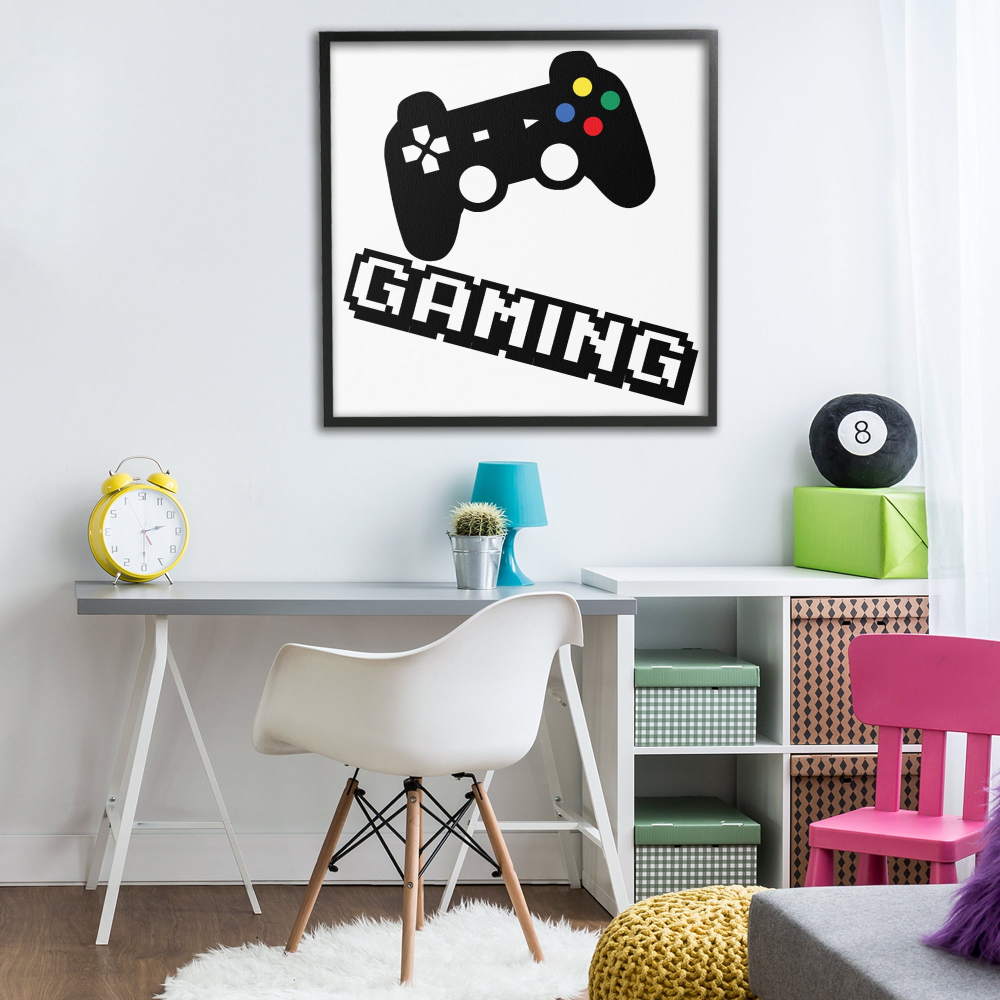 Stupell Industries Playful Pixel Gaming Black Framed Giclee Art, design by Marcus Prime