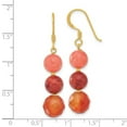thumbnail image 2 of 925 Sterling Silver Gold Plated Carnelian Quartz Recon. Simulated Coral Earrings 46x10mm Wide Stud Earring for Women, 2 of 2