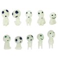 thumbnail image 2 of 10Pc Mini Figures Princess Mononoke Forest Spirit Kodama Glow In Dark Statue, 2 of 5