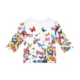 thumbnail image 4 of Abcomgle Girls Top 14-16 Button Down Henley 3/4 Sleeve Butterfly Print Tshirts Toddler Summer Trendy Cotton Girls Blouse Cute Toddler Girls T-Shirts, 4 of 5