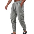 thumbnail image 2 of Aimik Men's 100%Cotton Waffle Knit Joggers Cargo Pant with Pocket Drawstring Soft Warm Elastic Sweatpants for Fall Winter, 2 of 6