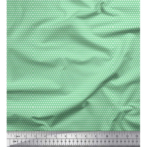 Soimoi Green Georgette Viscose Fabric Dots Dots Fabric Prints By Yard 42 Inch Wide