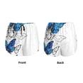 thumbnail image 5 of Xecao's Blue Flying Butterflies for a double-layer running short for women, perfect for gym, tennis, and more, featuring a convenient pocket., 5 of 9
