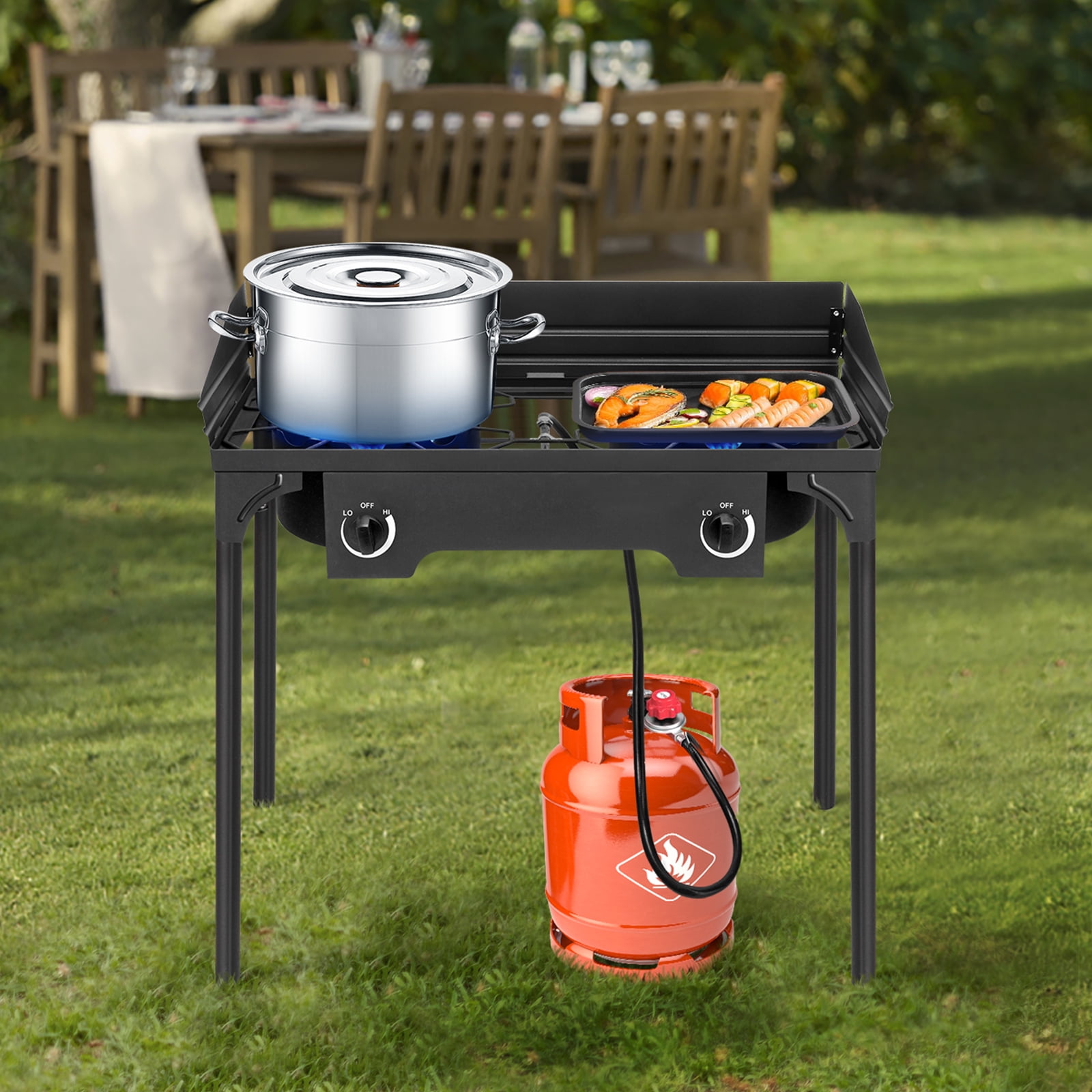 Zimtown Outdoor Stove Gas Cooker 2 Burner Camping Stove 150000 BTU Cooker