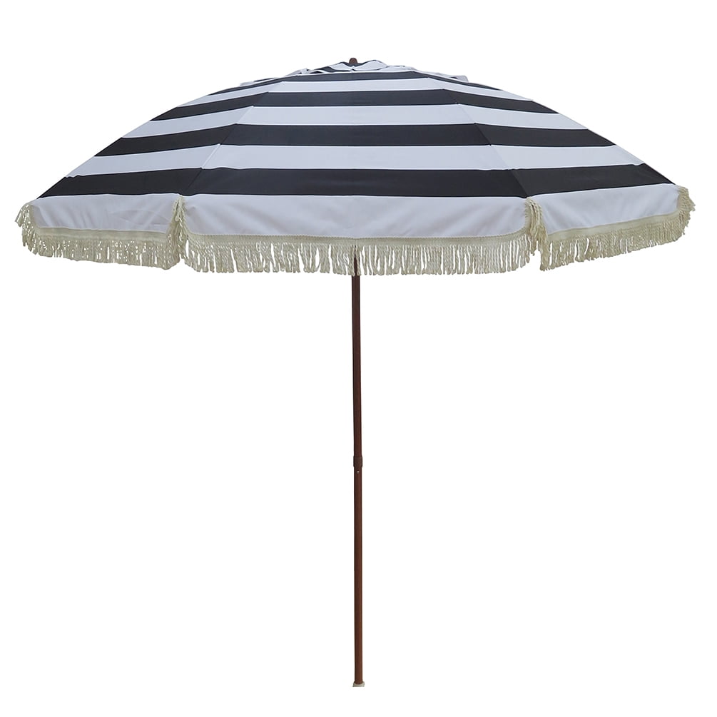 Bayside21 8 Feet Fringe Outdoor Patio Umbrella with Tilt, Boho Umbrella with Fringe,Tassel