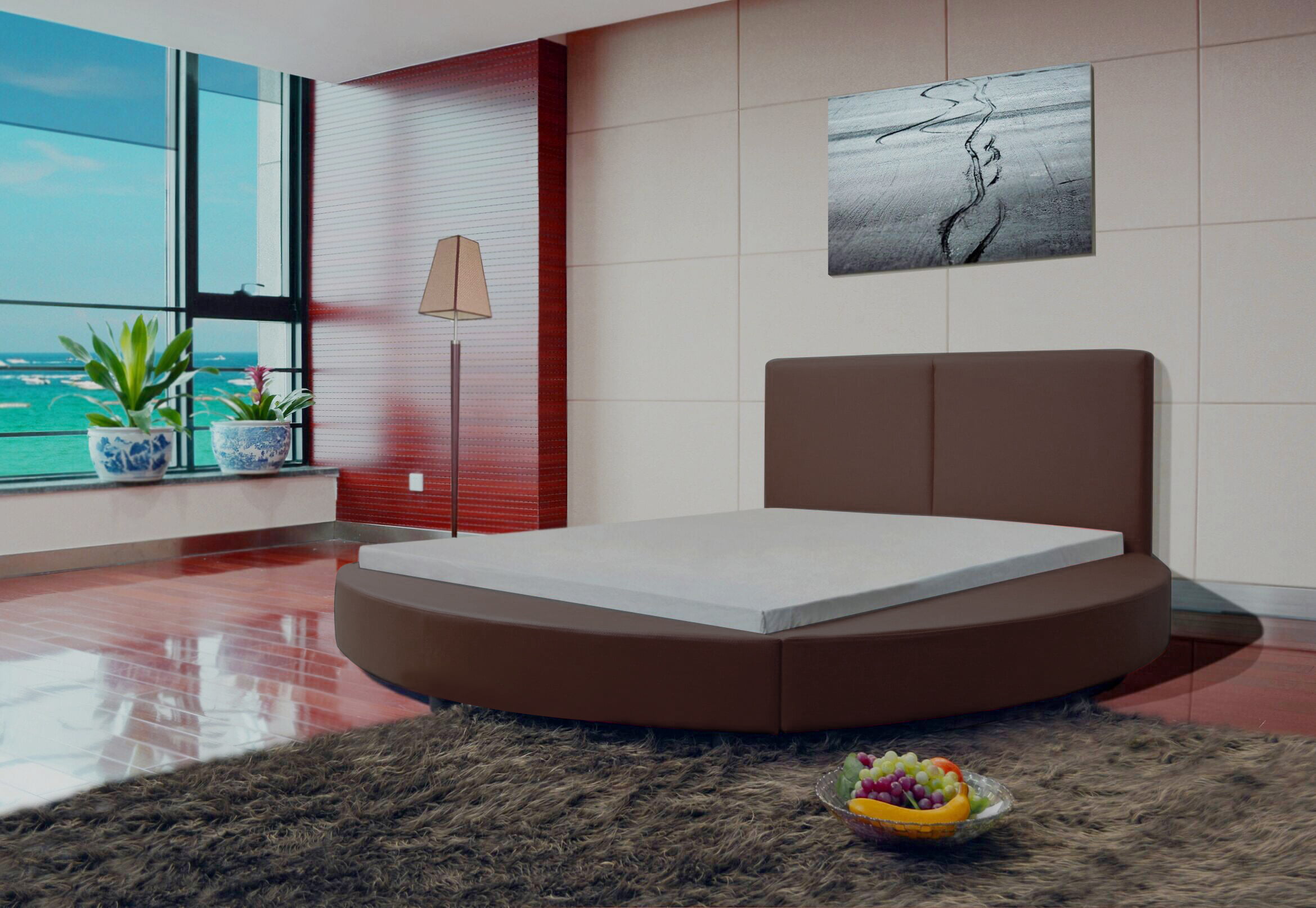 Greatime B1159 Modern Round Shape, Round Bed Frame And Mattress