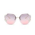 thumbnail image 1 of Vintage Frameless Sunglasses Oversized Eyewear Rhinestone Inlaid Gradient Sunglass Curved Fashion Sun Glasses Ladies Gray Pink, 1 of 9