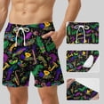 thumbnail image 5 of UVEASISHA Mardi Gras Swimwear for Men Fashion Board Shorts Funny Mask Graphic Swim Trunks Holiday Casual Straight Leg Board Shorts with PocketsPurple XL, 5 of 5