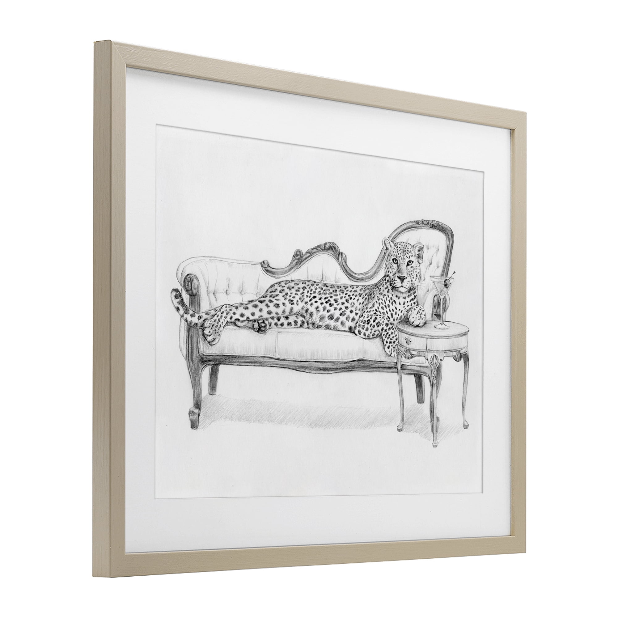 Stupell Industries Lounging Beast Cheetah Birch Framed Print Under Glass, design by Victoria Barnes