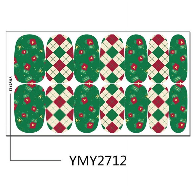 Pegatinas navideñas para decoración de uñas, calcomanías para uñas, copos de nieve, muñecos de nieve, alces, Papá Noel, pegatinas navideñas para uñas