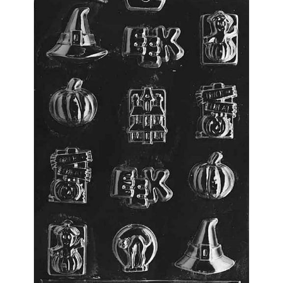 Grandmama's Goodies H005 Assorted with Hat Halloween Chocolate Candy Soap Mold with Exclusive Molding Instructions