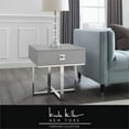 thumbnail image 4 of Posh Living Mano 1-Drawer Stainless Steel Base End Table in Light Gray/Chrome, 4 of 10