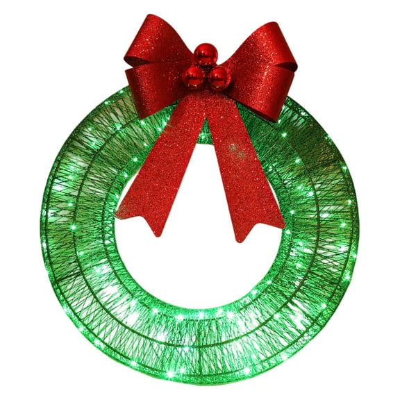 LED Christmas Wreath with Warm Lights Battery Operated Glowing Hanging Wreath for Front Door Wall Indoor Outdoor Holiday Xmas Decorations Home Festive Decor