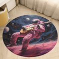 thumbnail image 5 of Space Astronaut Soft Bedroom Round Area Rug, Washable Cute Nursery Circle Throw Mat, Non-Slip Contemporary Small Low Pile Floor Carpet for Dorm Bedside, 5 of 7