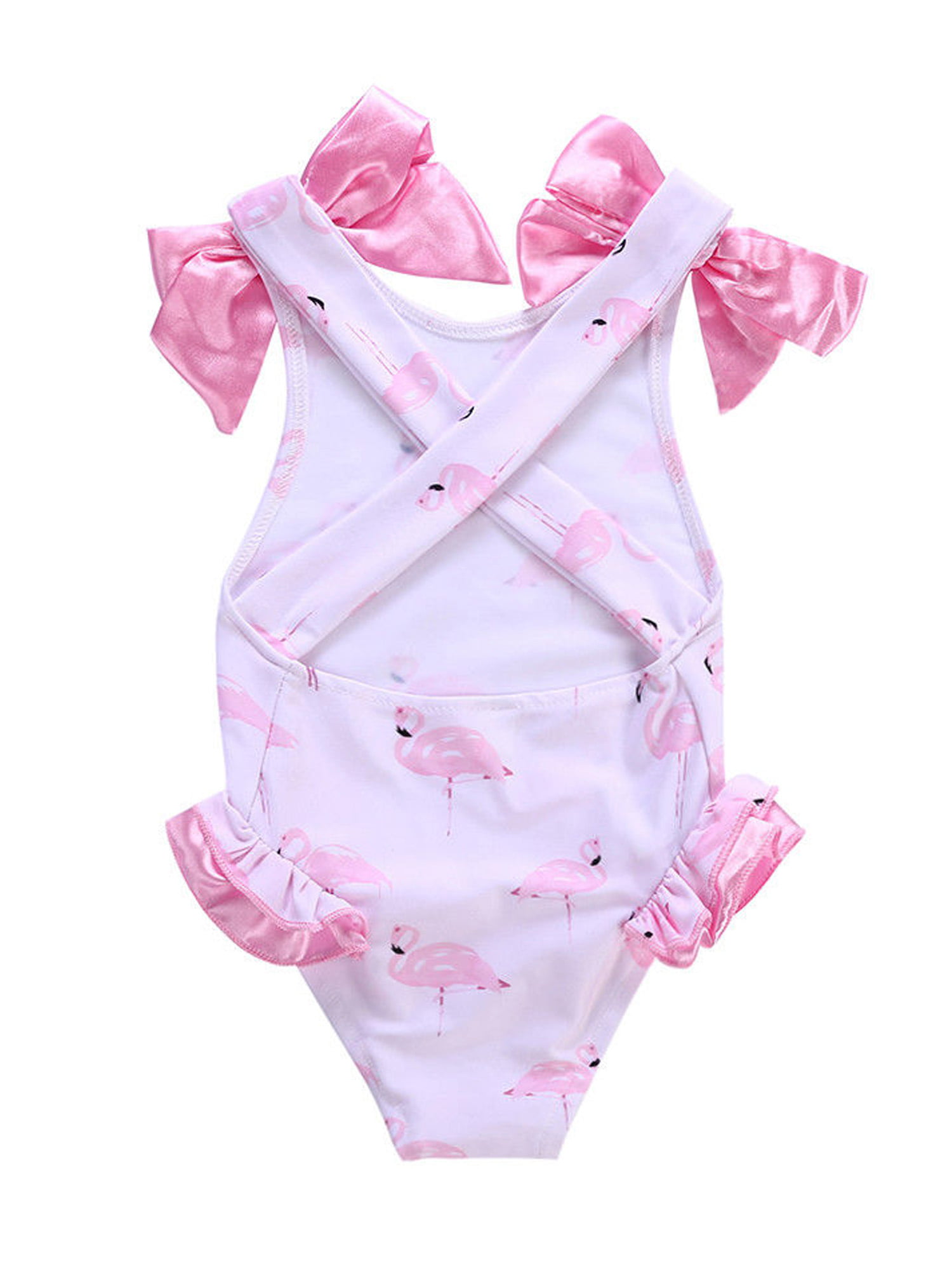 Koitniecer Baby Girls Flamingos Bow Swimsuit One-Piece Toddler Girl Bikini Set