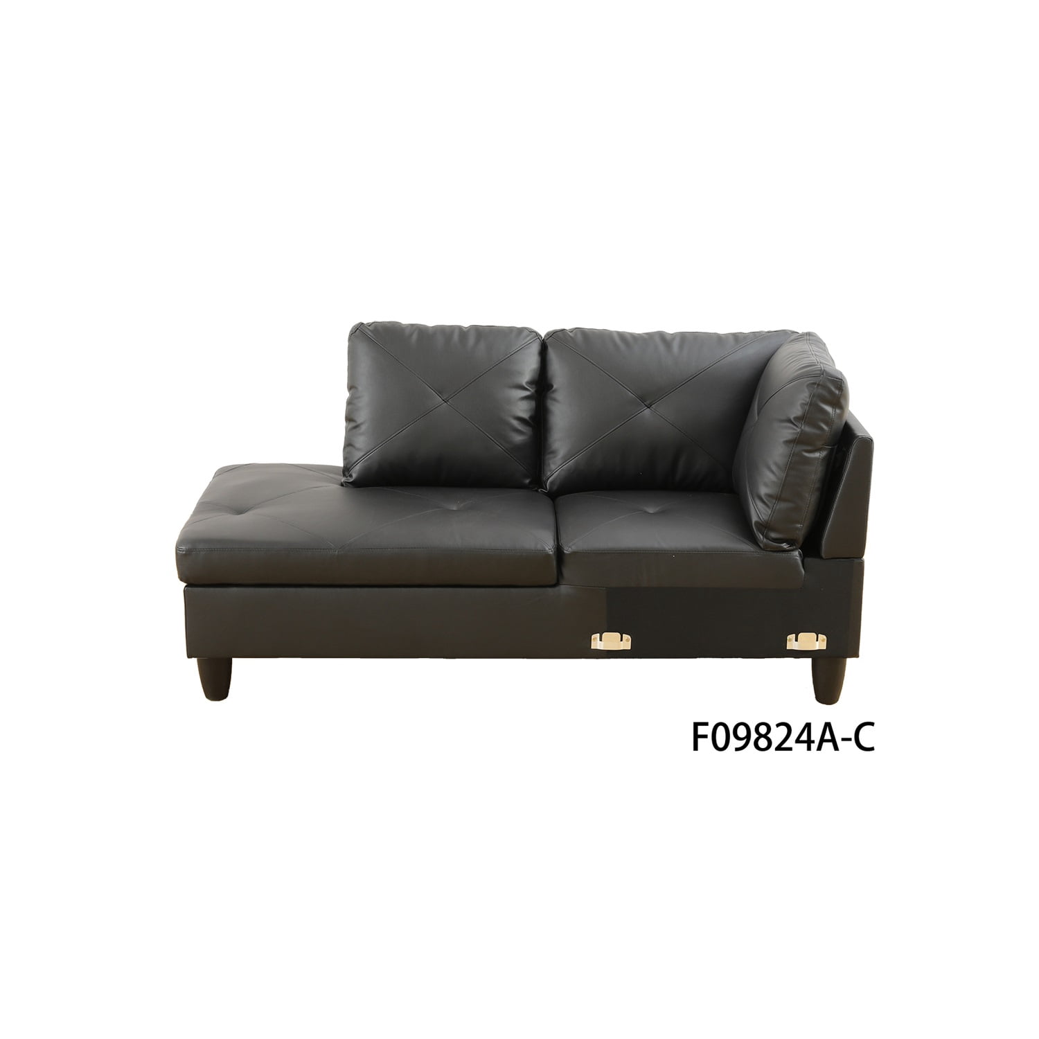 Hommoo Modern Faux Leather L Shaped Couches and Sofas Model, 4 Seat Sectional Sofa Living Room Furniture Sets for Home, Black(No Ottomans)